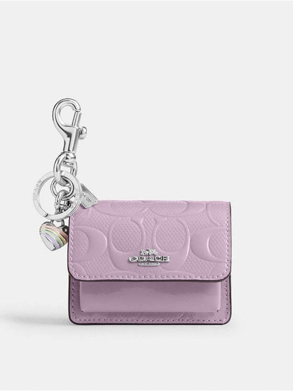 Coach Klare Bag Charm Light Violet Patent Signature Leather With Heart Charm